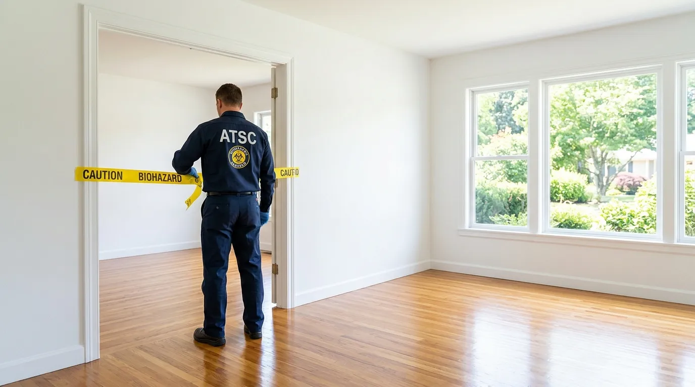 Certified biohazard cleanup crew performing Trauma Scene Cleanup in Layhill